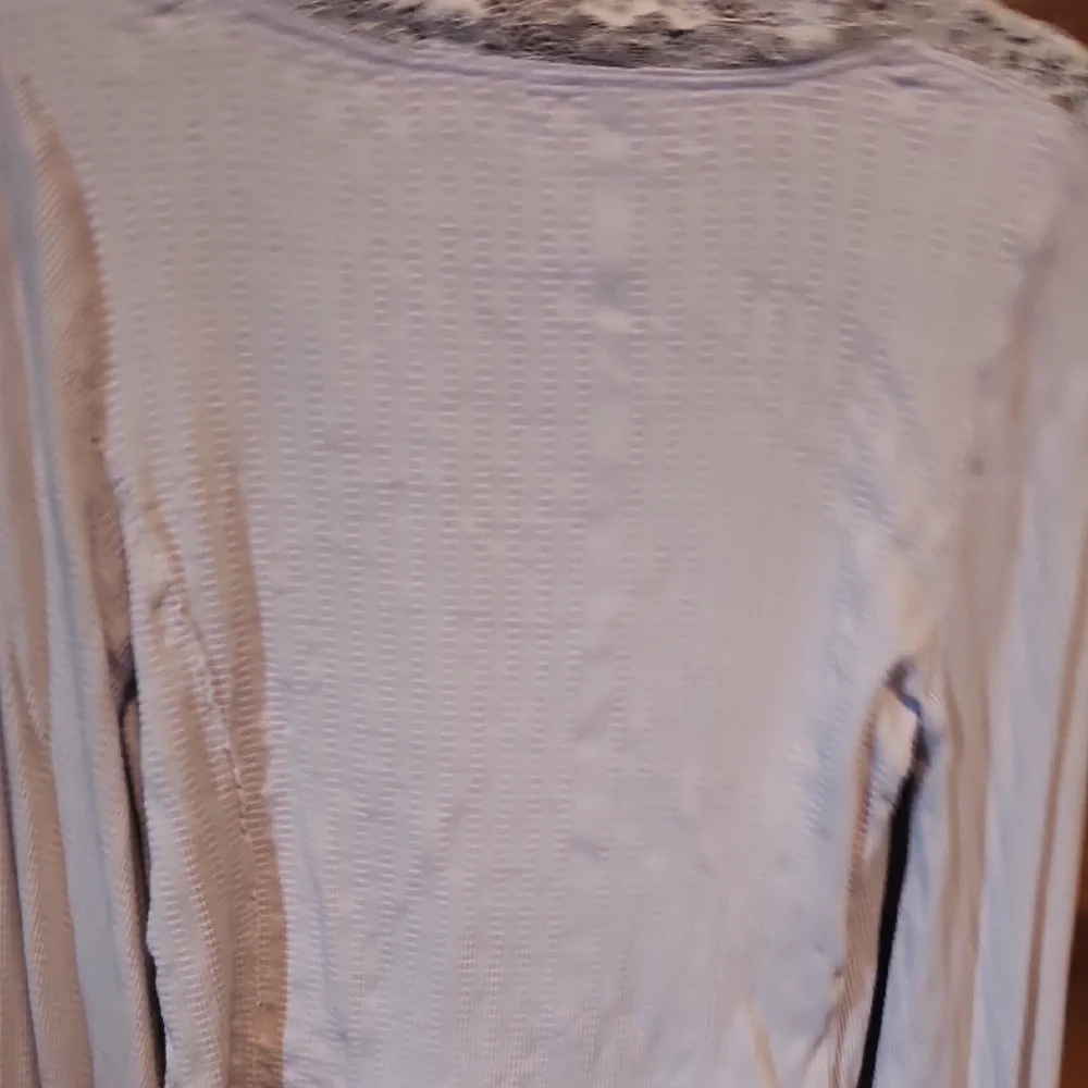 Free People Purple Long Sleeve Lace  Trim Balloon Sleeve Cottagecore XS Blouse